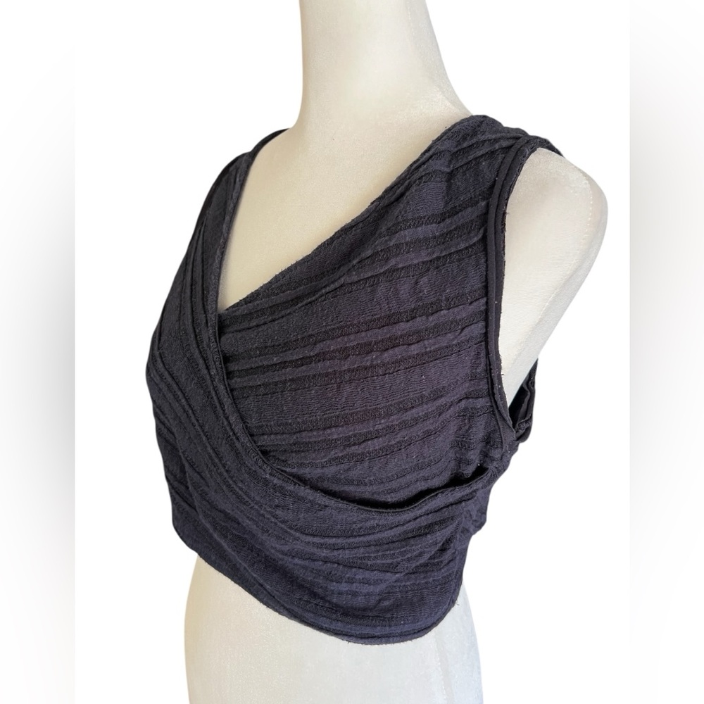 FREE PEOPLE x FP BEACH Aloha Ribbed‎ Black Criss-Cross Crop Tank Top Boho Sz S